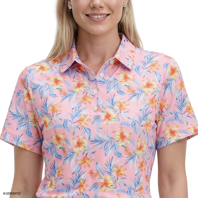ALLY PRINTED S/S POLO - PRISM PINK – IZOD