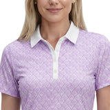 ALLY PRINTED S/S POLO - SHEER LILAC