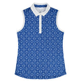 ALLY SLEEVELESS PRINTED POLO - MONACO BLUE
