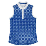 ALLY PRINTED SLEEVELESS POLO - MONACO BLUE