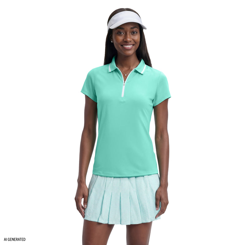 CHLOE COURTSIDE CAP SLEEVE POLO - ARUBA BLUE – IZOD