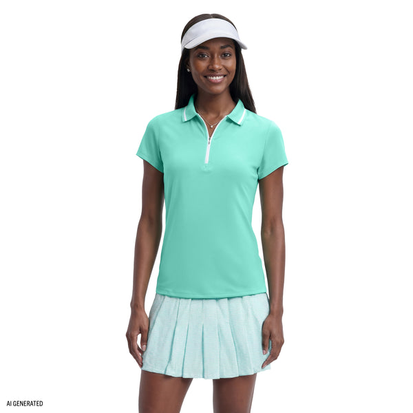 CHLOE COURTSIDE CAP SLEEVE POLO - ARUBA BLUE – IZOD