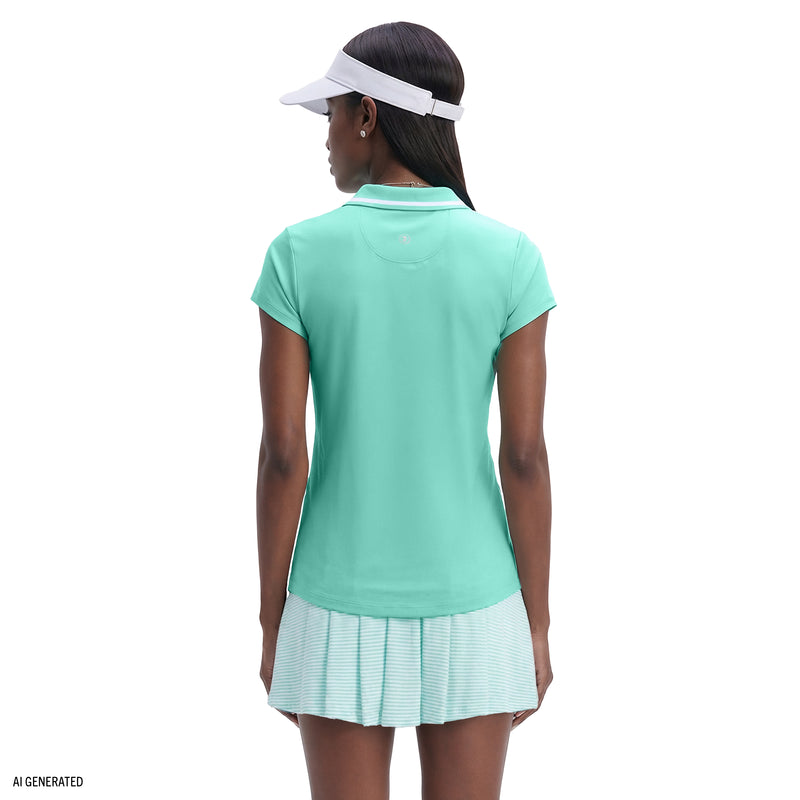 CHLOE COURTSIDE CAP SLEEVE POLO - ARUBA BLUE – IZOD