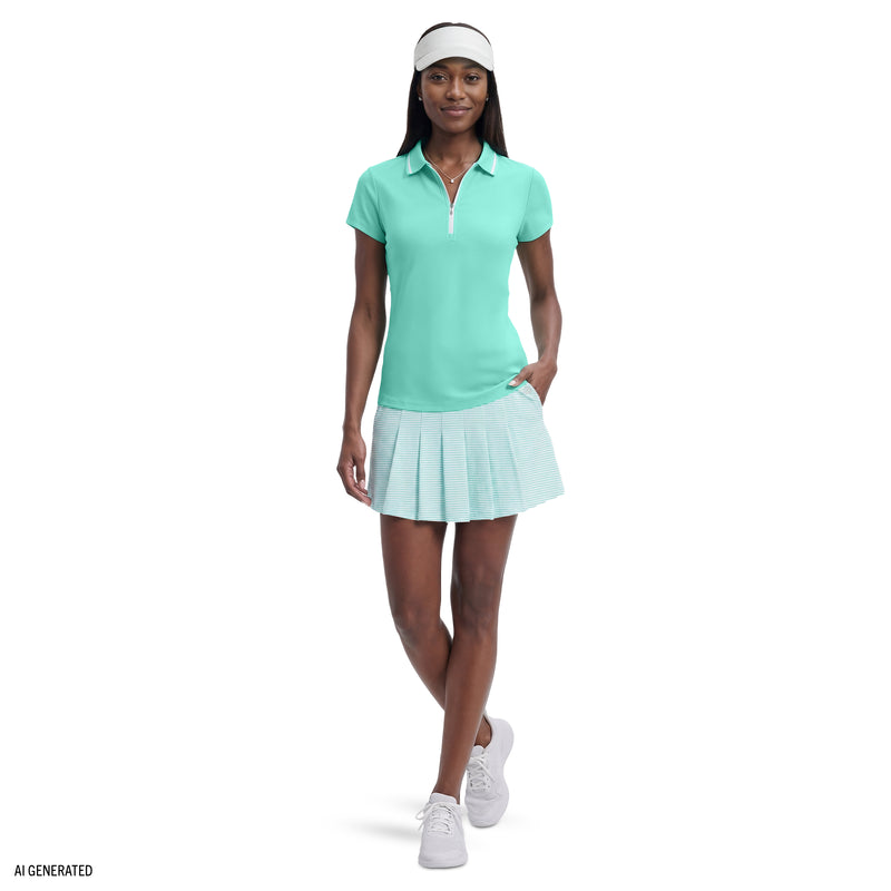 CHLOE COURTSIDE CAP SLEEVE POLO - ARUBA BLUE – IZOD