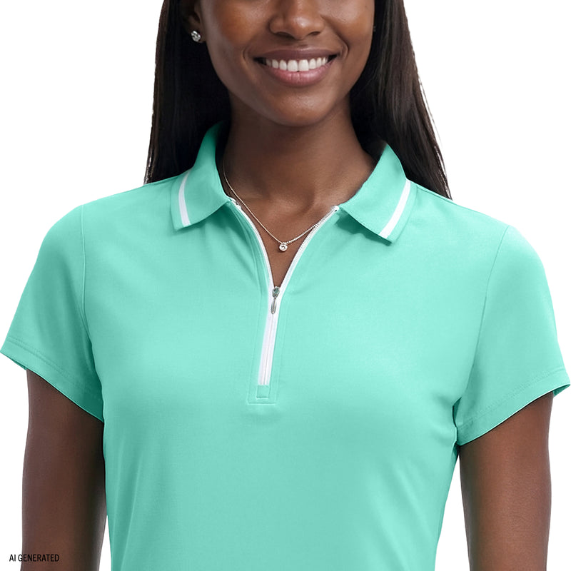 CHLOE COURTSIDE CAP SLEEVE POLO - ARUBA BLUE – IZOD