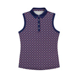 ALLY PRINTED SLEEVELESS POLO - SODALITE BLUE