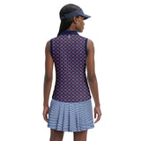 ALLY PRINTED SLEEVELESS POLO - SODALITE BLUE