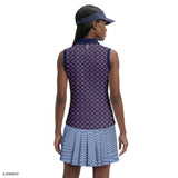ALLY PRINTED SLEEVELESS POLO - SODALITE BLUE