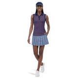 ALLY PRINTED SLEEVELESS POLO - SODALITE BLUE
