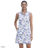 L’ACEY ZIP COURT PRINTED DRESS - BRIGHT WHITE