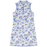 L’ACEY ZIP COURT PRINTED DRESS - BRIGHT WHITE