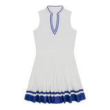 RALLY V-NECK PLEATED DRESS - BRIGHT WHITE