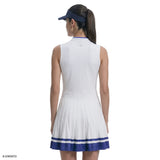 RALLY V-NECK PLEATED DRESS - BRIGHT WHITE