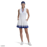 RALLY V-NECK PLEATED DRESS - BRIGHT WHITE