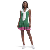 RALLY V-NECK PLEATED DRESS - GREENLAKE