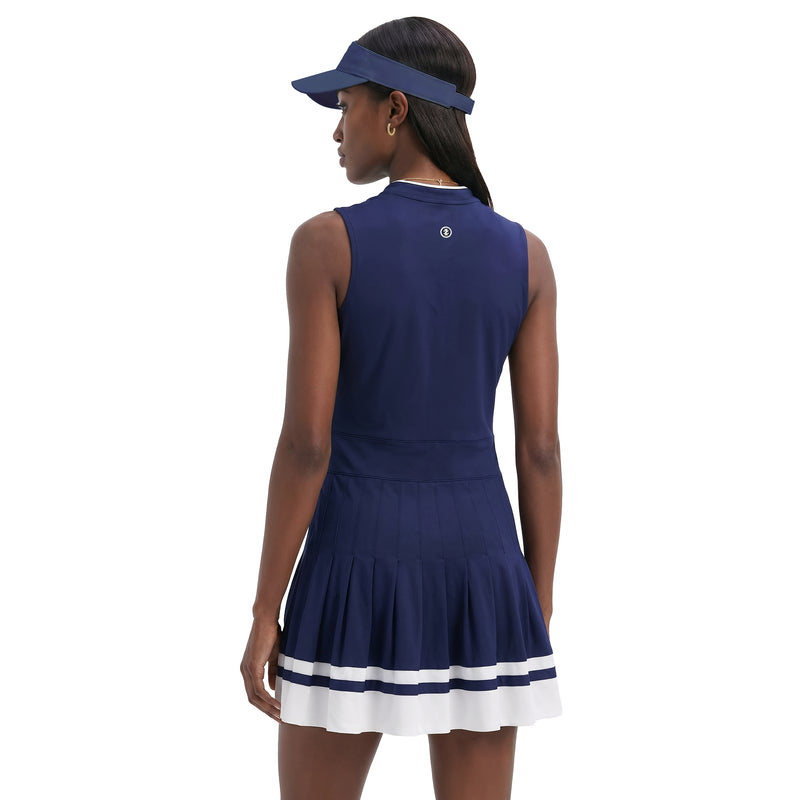 Rally V-neck Pleated Dress - Izod Sportswear - MEDIEVAL BLUE