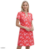 SARA S/S PRINTED DRESS - SUGAR CORAL