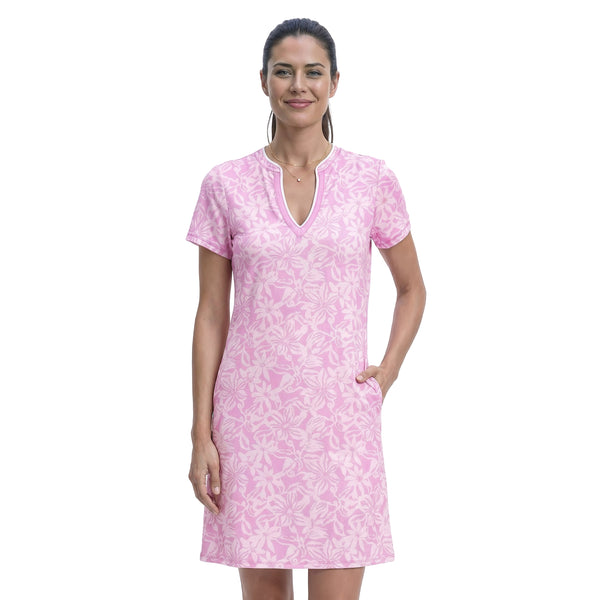 SARA S/S Printed Dress - Izod Sportswear - OPERA MAUVE - XL
