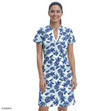 SARA S/S PRINTED DRESS - ARUBA BLUE