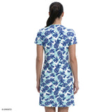SARA S/S PRINTED DRESS - ARUBA BLUE