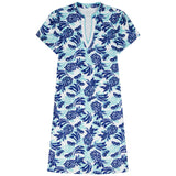 SARA S/S PRINTED DRESS - ARUBA BLUE