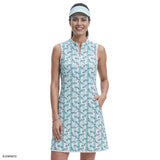 L’ACEY ZIP COURT PRINTED DRESS - ARUBA BLUE