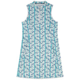 L’ACEY ZIP COURT PRINTED DRESS - ARUBA BLUE