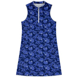 L’ACEY ZIP COURT PRINTED DRESS - SODALITE BLUE