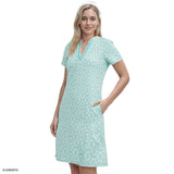 SARA S/S PRINTED DRESS - ARUBA BLUE