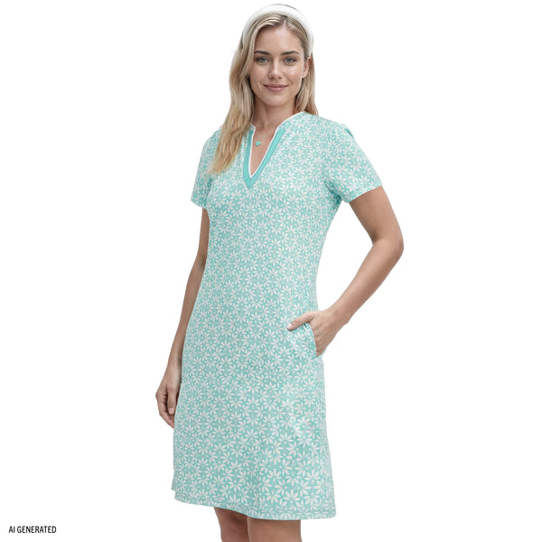 Sara S/S Printed Dress - Izod Sportswear - Aruba Blue