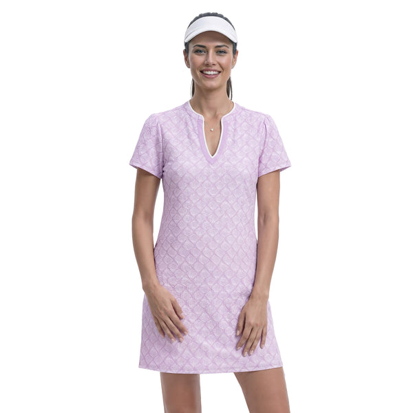 women lilac dress SARA S/S Printed Dress - Izod Sportswear - SHEER LILAC