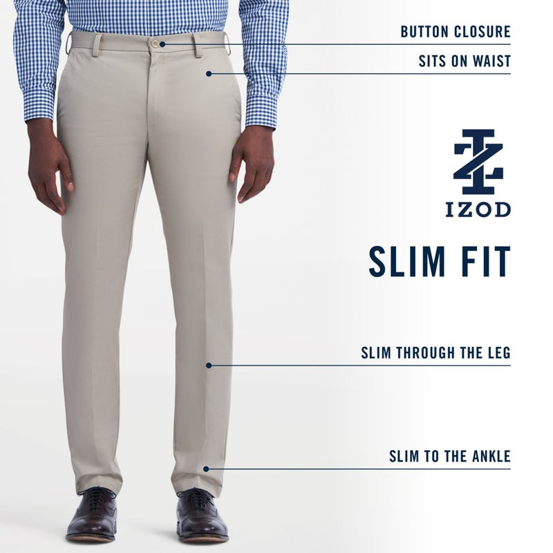 American Chino Flat-Front Slim Fit Pant - Khaki IZOD American Chino Flat-Front Slim Fit Pant - Khaki IZOD