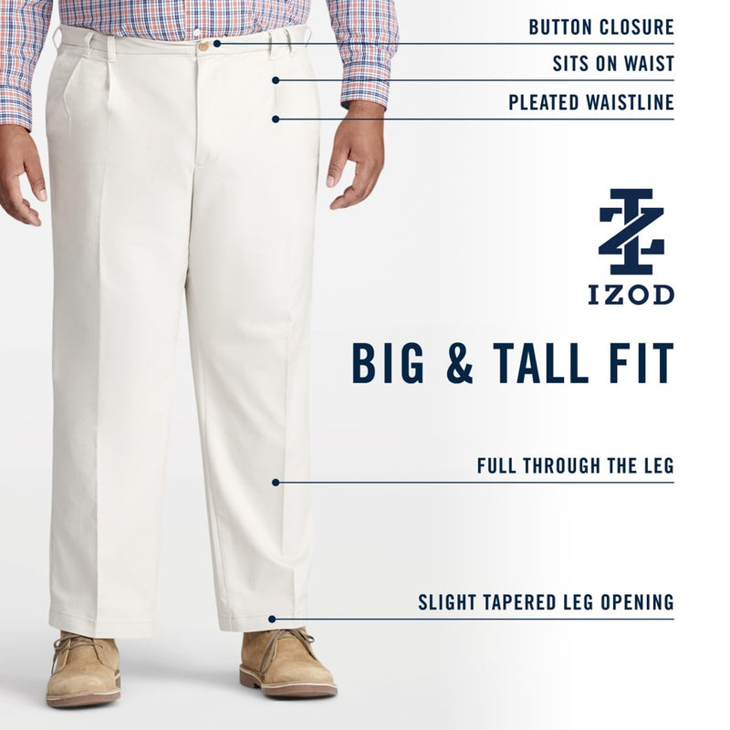 BIG AND TALL PERFORMANCE STRETCH PLEATED CHINO PANT - WARM PEARL