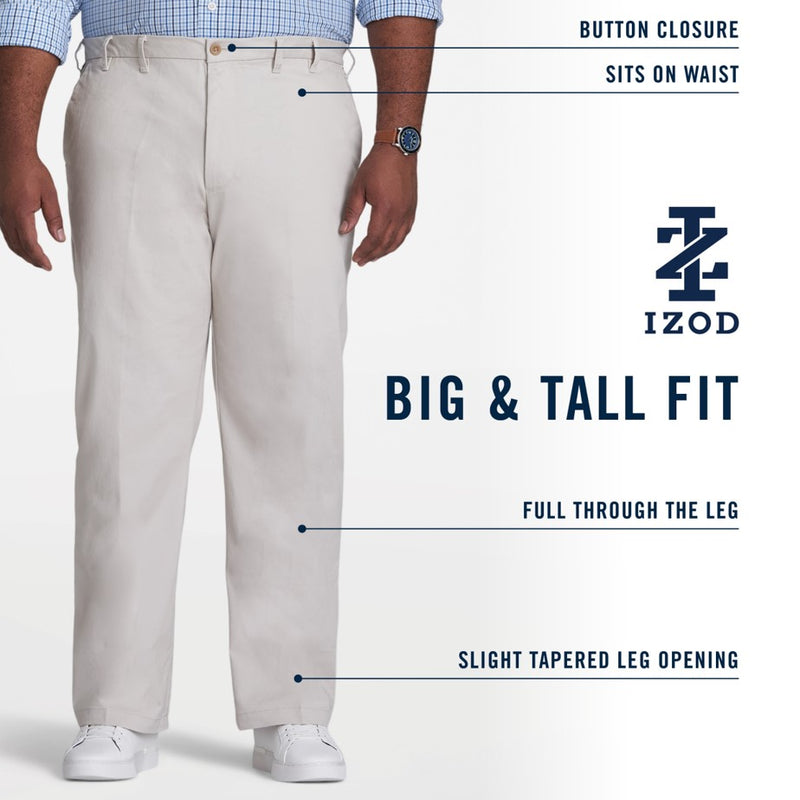 BIG AND TALL PERFORMANCE FLAT-FRONT CHINO PANT - NAVY