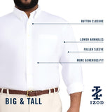 BIG & TALL PERFORMANCE COMFORT LONG SLEEVE BUTTON DOWN SHIRT - BRIGHT WHITE