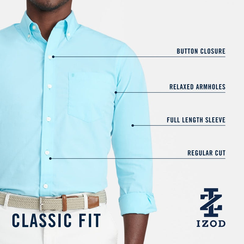 PERFORMANCE COMFORT LONG-SLEEVE SOLID BUTTON-DOWN SHIRT - ESTATE BLUE