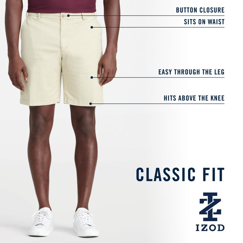 izod dress shorts Saltwater 9.5" Flat Front Chino Short Add UPF 50 sun protection and understated cargo pockets with zippers and youve got the most functional short for the fairway. Men's IZOD 9.5-in. Soft Touch