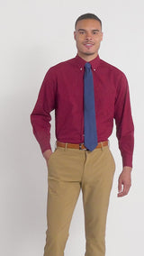 ALL OVER STRETCH BUTTON DOWN DRESS SHIRT - BIKING RED