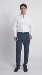 PERFORMANCE FLAT FRONT DRESS PANTS - NAVY BLAZER
