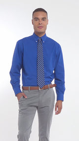 ALL OVER STRETCH BUTTON DOWN DRESS SHIRT - TRUE BLUE