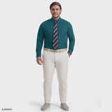 BIG & TALL ALL-OVER STRETCH BUTTON-DOWN DRESS SHIRT - ATLANTIC DEEP