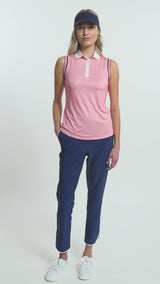 CANDI PERFORMANCE STRETCH ATHLETIC PIPED PANTS - MEDIEVAL BLUE