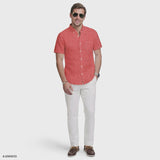BREEZE S/S PRINTED BUTTON-DOWN SHIRT - SALTWATER RED