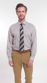 ROYAL TEXTURE BUTTON DOWN DRESS SHIRT - CEDARWOOD KHAKI