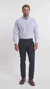 PERFORMANCE FLAT FRONT CHINO PANTS - NAVY