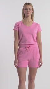 ALEX SHORT SLEEVE SLUB T-SHIRT - SACHET PINK