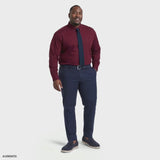 BIG & TALL ALL-OVER STRETCH BUTTON-DOWN DRESS SHIRT - GRAPE WINE
