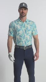 GOLF SWINGFLEX ELITE PRINTED POLO - LIMPET SHELL