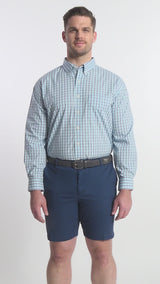 BIG & TALL PERFORMANCE COMFORT LONG SLEEVE PLAID BUTTON DOWN SHIRT - ATOMIZER