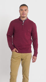 FINE GAUGE QUARTER
 ZIP SWEATER - VELVET MAROON